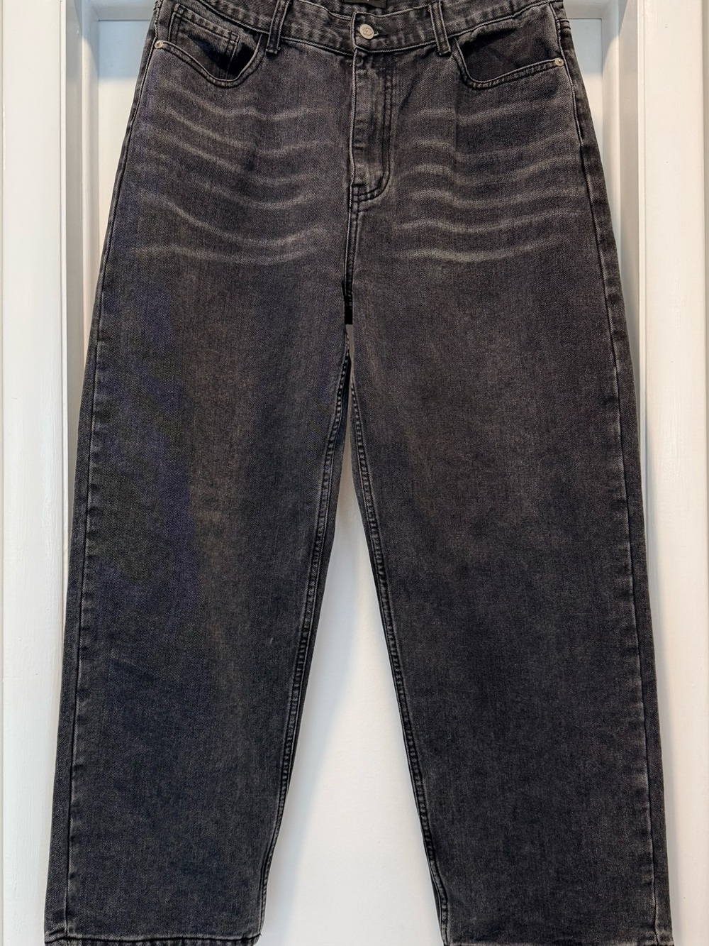 Nasty Gal High Waist Barrel Black Washed Jeans US 10